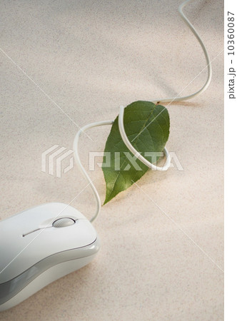 Computer mouse with green leaf Computer mouse with green leaf 10360087