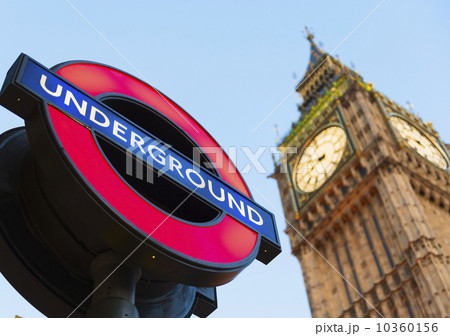 UK, England, London, Big Ben and underground sign 10360156