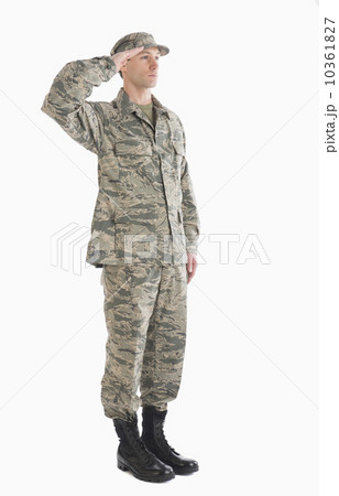 Studio shot of saluting soldier 10361827