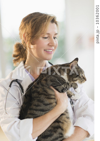 Female vet with cat 10362001
