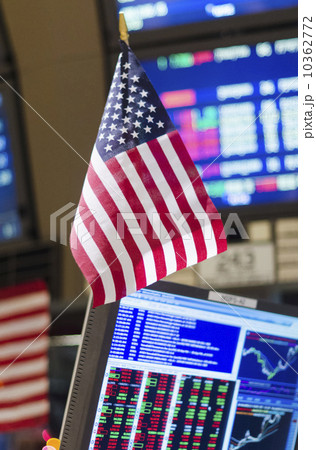 American flag on trading desk 10362772