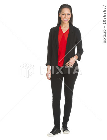 Portrait of woman smiling, studio shot 10363657