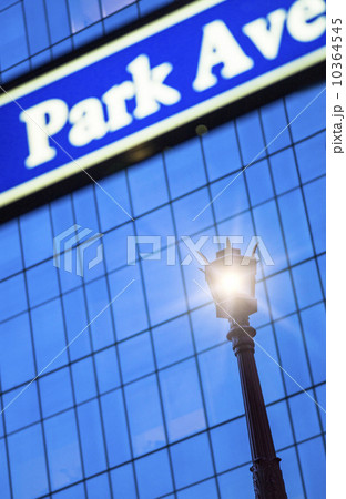Detail of Park Avenue sign with street lamp Detail of Park Avenue sign with street lamp 10364545