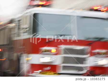 Front of fire engine in motion 10365275