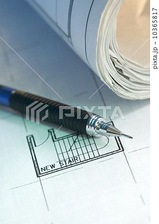 Architectural tool and blue prints 10365817