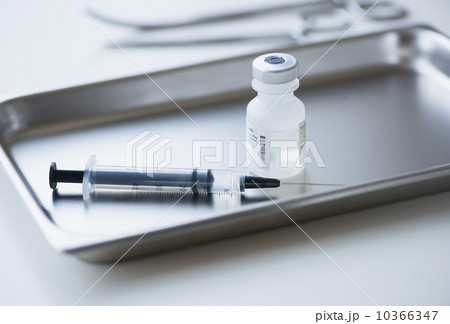 Close up of syringe and medication, studio shot 10366347
