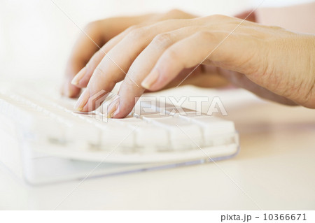 Close up of woman's hands typing on computer keyboard  10366671
