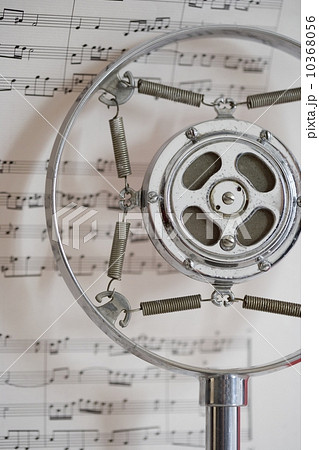 Still life of microphone and sheet music 10368056