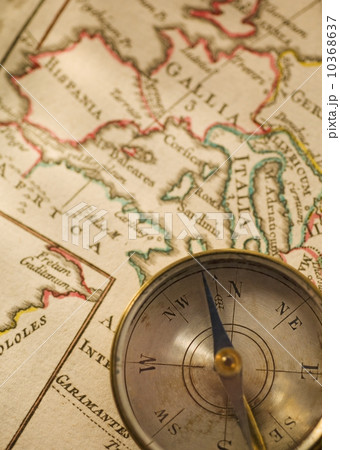 Antique compass and map 10368637