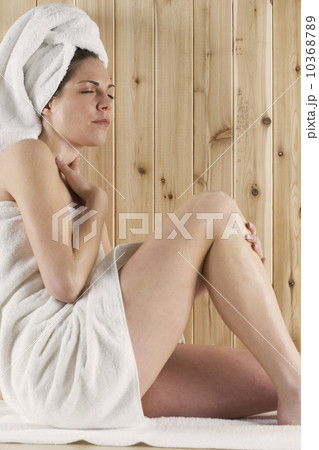 Woman relaxing in sauna 10368789