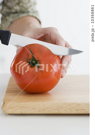 Hand slicing tomato 10368861