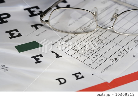 Still life of eye chart and glasses 10369515