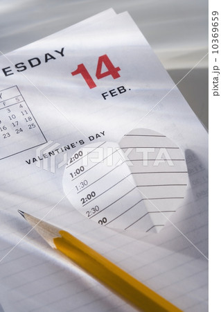 Closeup of February 14 calendar page 10369659