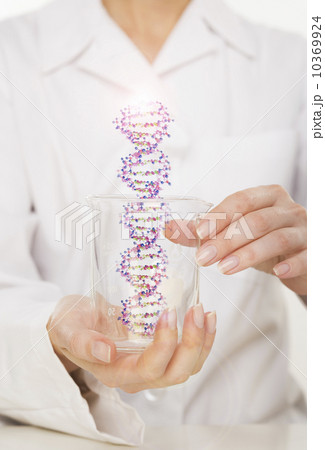 Hands holding DNA in beaker Hands holding DNA in beaker 10369924