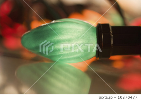 Closeup of a glowing Christmas light bulb 10370477