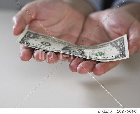 Hands holding an American dollar bill 10370660