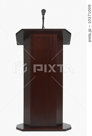 Studio shot of podium with microphone Studio shot of podium with microphone 10371009