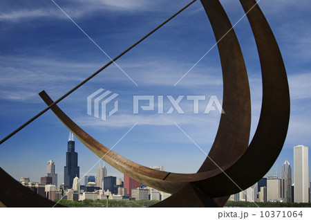 Adler Planetarium sundial and city skyline Chicago Illinois USA 10371064