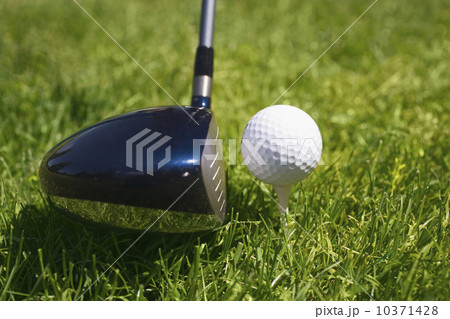 Closeup of golf ball teed up for play 10371428