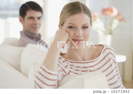 Portrait of woman on sofa Portrait of woman on sofa 10371942
