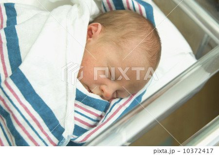 Close up of newborn baby sleeping 10372417