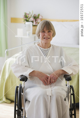 Senior woman sitting in wheelchair at hospital 10372551