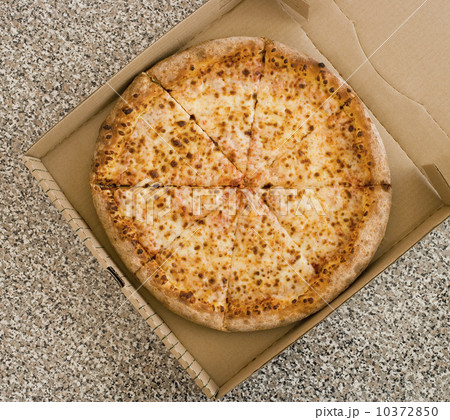 High angle view of pizza in box 10372850