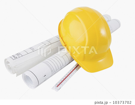 Hard hat on blueprints 10373702