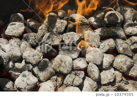 Close up of charcoal briquette fire 10374505