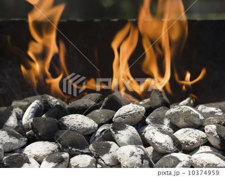 Close up of charcoal briquette fire 10374959