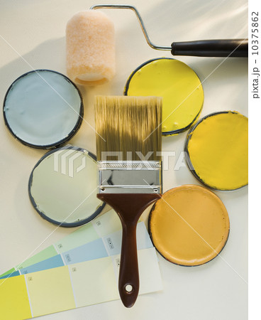 Paintbrushes and assorted paints 10375862