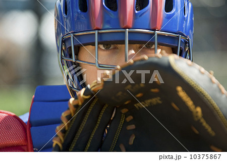 Close up of baseball catcher 10375867