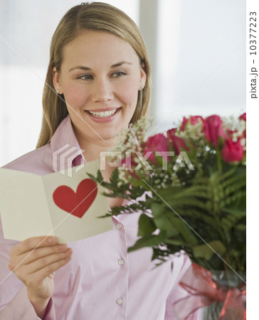 Woman reading Valentine’s Day card Woman reading Valentine’s Day card 10377223