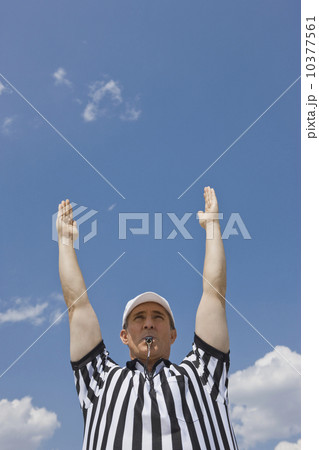 Male football referee making touchdown call Male football referee making touchdown call 10377561