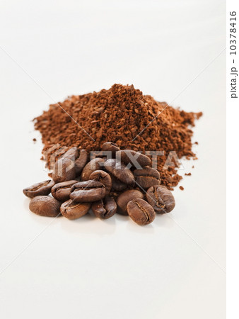 Heap of coffee beans and ground coffee Heap of coffee beans and ground coffee 10378416