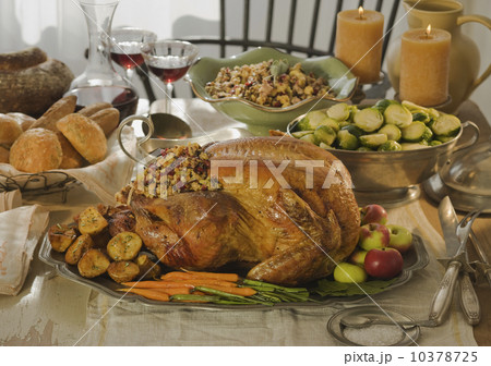 Thanksgiving dinner on table 10378725