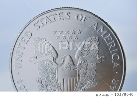 Close up of silver coin 10379040