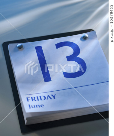 A calender showing Friday the thirteenth 10379455