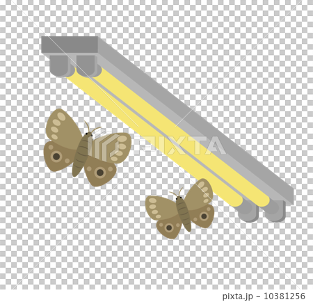 蛍光灯に集まる蛾のイラスト素材