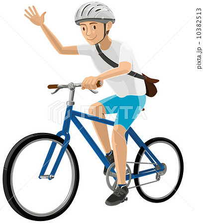 自転車に乗る少年のイラスト素材