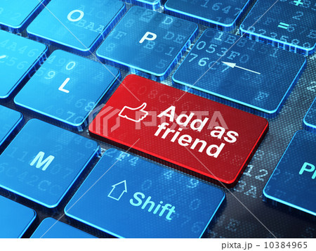 Social media concept: Thumb Up and Add as Friend on computer keyboard background 10384965
