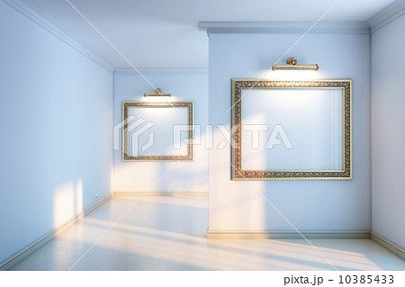 gallery with wooden parquet and empty frames gallery with wooden parquet and empty frames 10385433