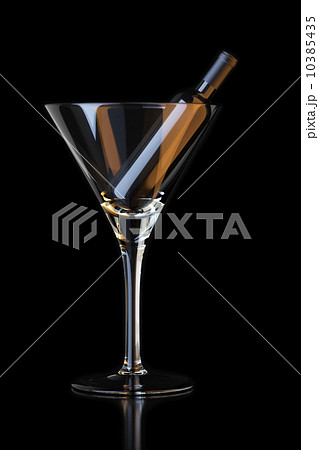 bottle in martini glass  10385435