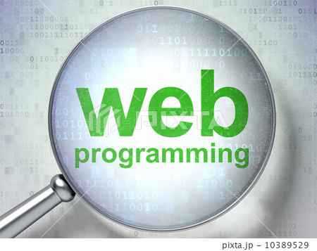 SEO web development concept: Web Programming with optical glass 10389529