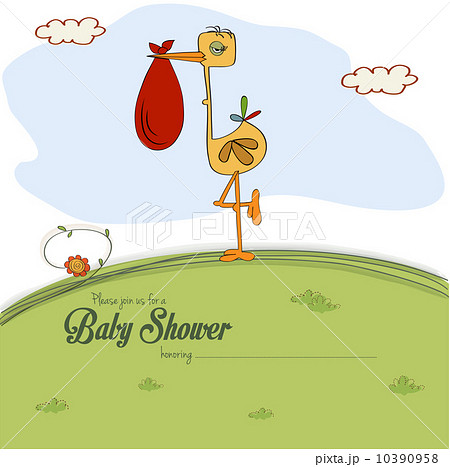 baby shower card with stork 10390958