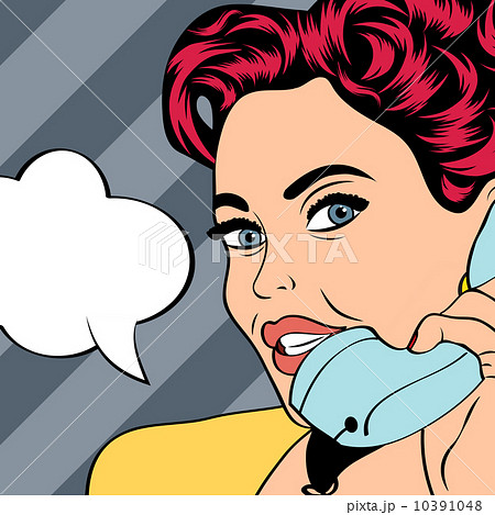 woman chatting on the phone, pop art illustration woman chatting on the phone, pop art illustration 10391048