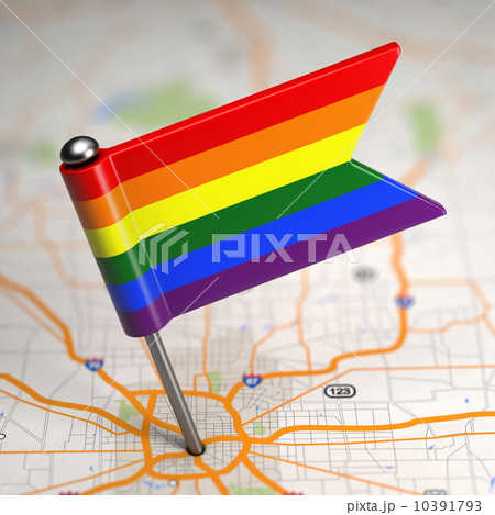 Gay Small Flag on a Map Background. 10391793