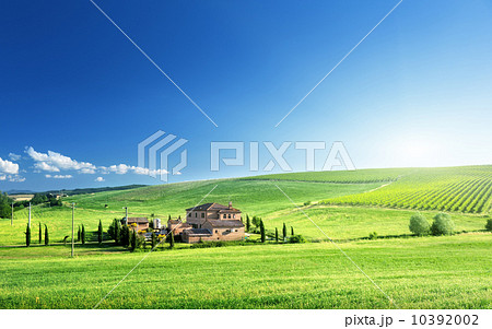 Tuscany landscape with typical farm house, Italty 10392002