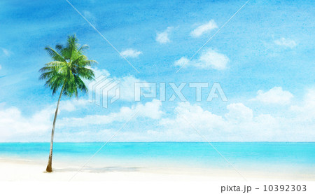 watercolor grunge image of beach 10392303