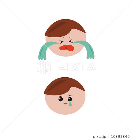 男の子の表情 泣き顔のイラスト素材